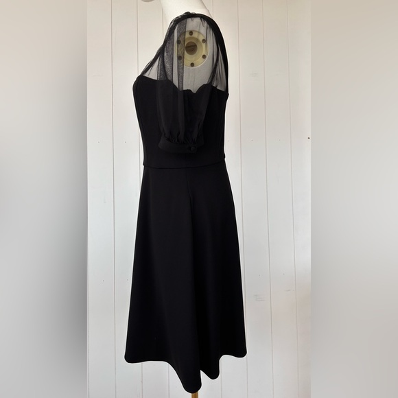 Maggy London Illusion Knee Length Sheath Dress Black‎ Size 6 - Picture 4 of 10